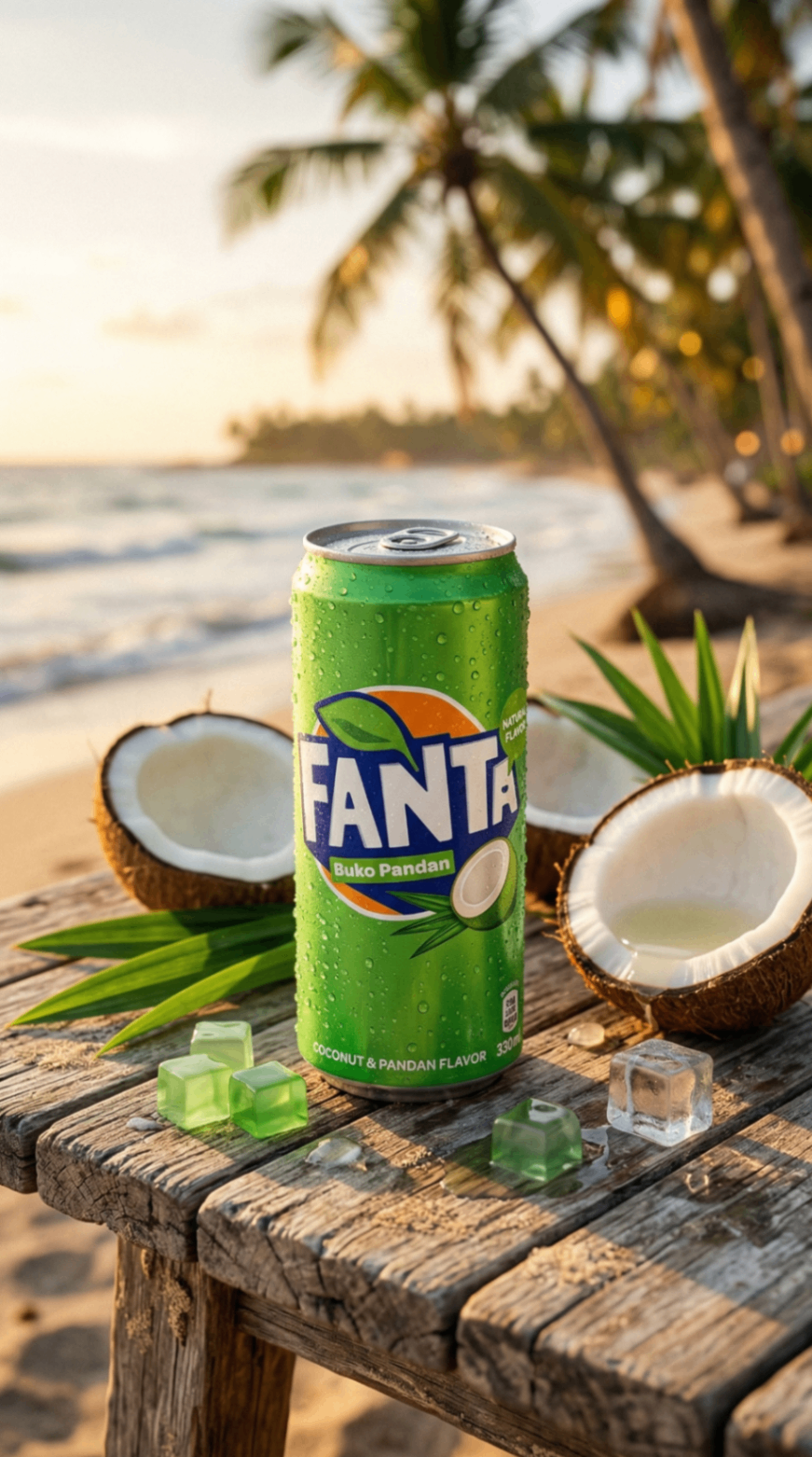 Tropical Beach Fanta Product Shot AI Prompt