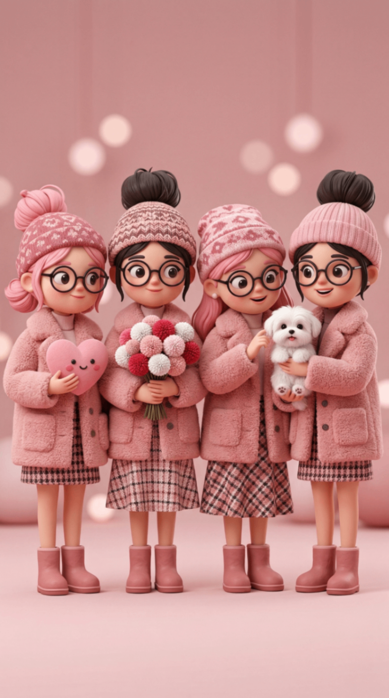 3D Cartoon Pink Girl AI Prompt