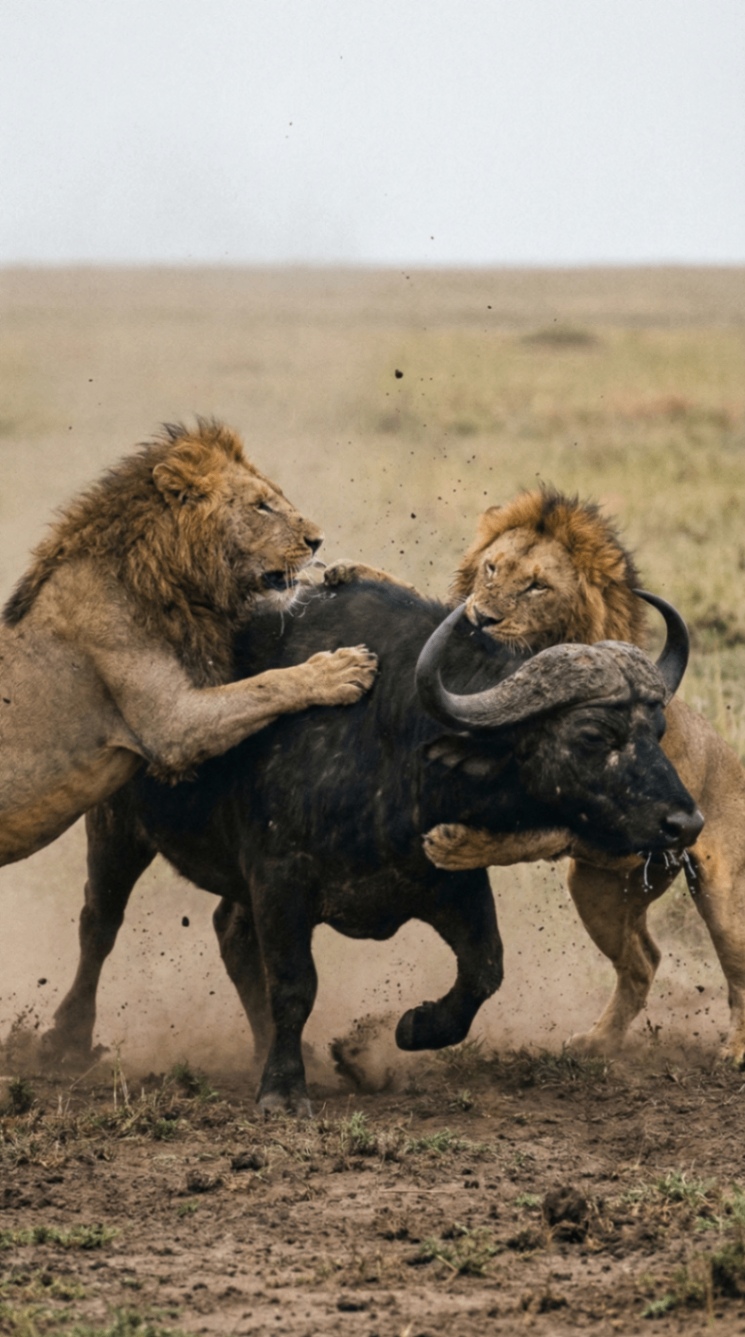 Documentary Wild Lion Hunt AI Prompt