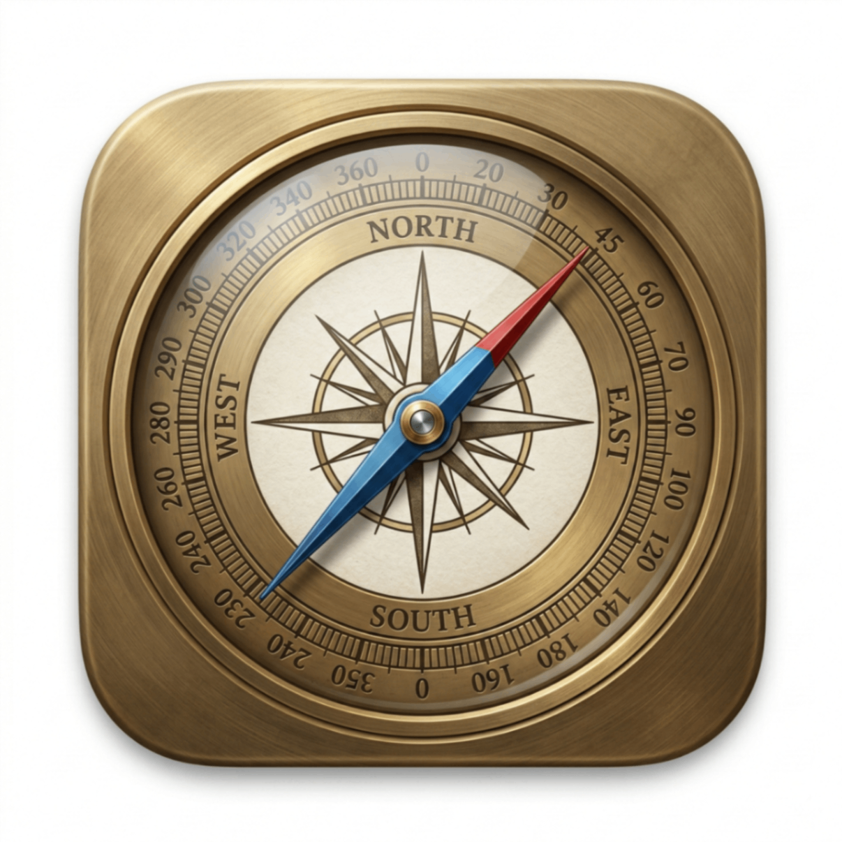 Skeuomorphic Compass App Icon AI Prompt