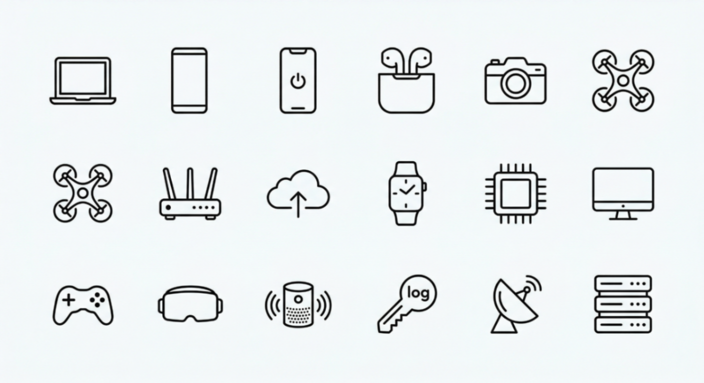 Technology Outline Icon Set AI Prompt