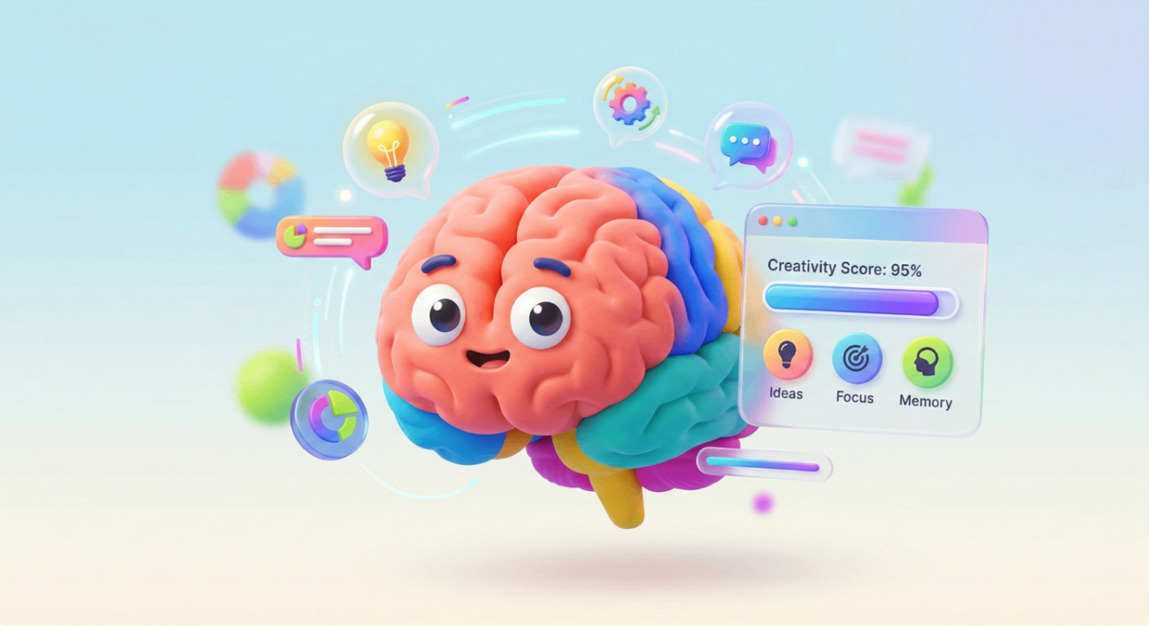 3D Brain Illustration AI Prompt
