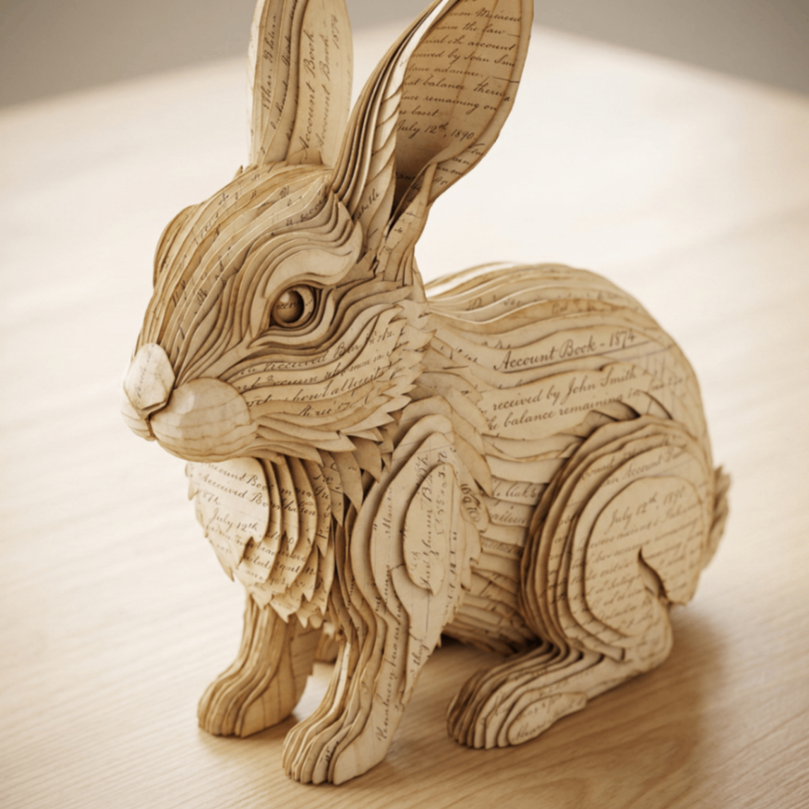Vintage Manuscript Layered Rabbit AI Prompt
