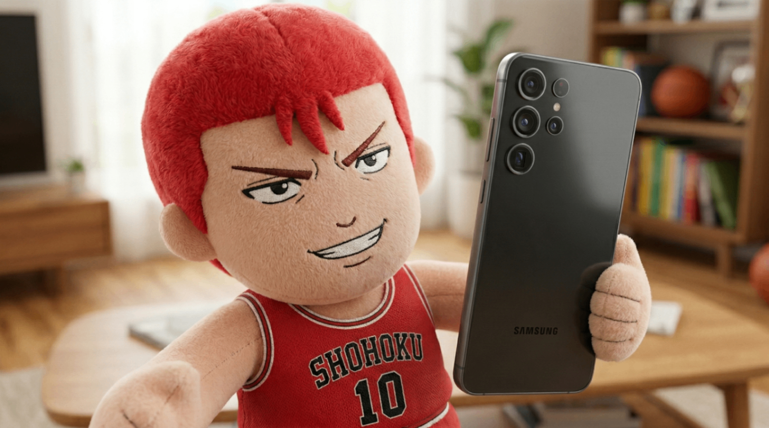 Plush Kang Baek-ho Galaxy Selfie AI Prompt