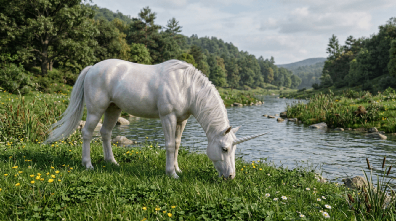 8K Realistic Unicorn by the River AI Prompt
